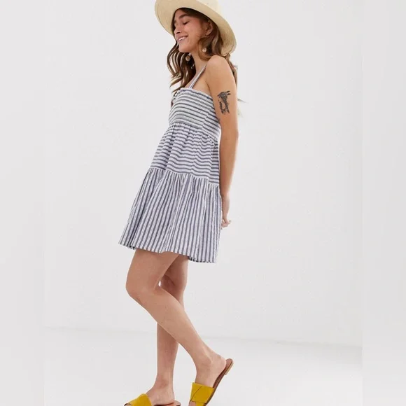 Urban Outfitters Lumiere Woven Blue/ White Stripe Dress. New with tag - Picture 1 of 11